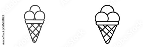 Vector illustration of ice cream cones with three scoops each