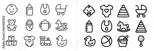 Icons of baby toys for playful vector designs