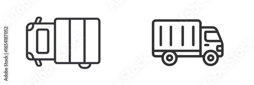 Truck vector illustration showcasing two views of a delivery vehicle