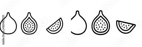 Illustrative vector icons of sliced fruits in various styles