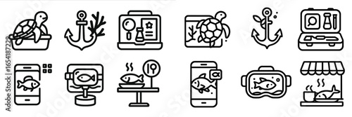 Vector illustration of marine life concepts in various activities