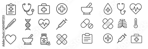 Health and medical icons set for various applications