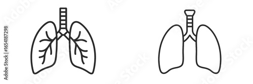 Vector illustration of lungs in outline and filled styles for health
