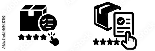 Ratings and reviews concept with packages and checklists illustrated