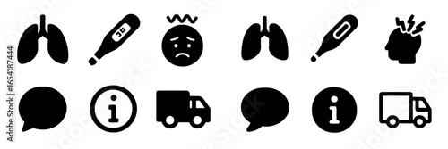 Health icons representing illness and medical care in vector design