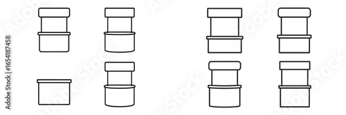 Vector illustration of different container designs in black outlines