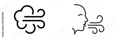 Wind symbol and human breath illustration in simple style