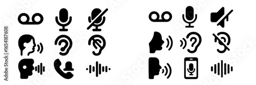 Vector illustration of communication symbols for sound and silence