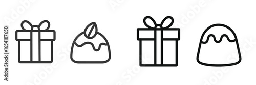 Vector illustration of gift boxes and desserts for celebration themes