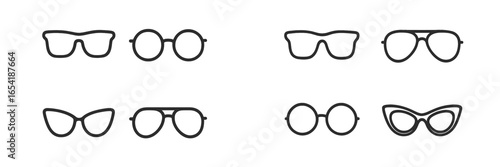 Various styles of eyewear in a vector illustration design