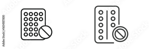 Medical pill blister packaging with warning symbols