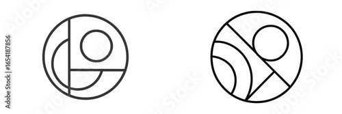 Abstract geometric design featuring circular elements and lines