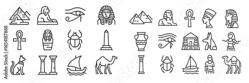 Collection of ancient Egyptian symbols and icons in vector style