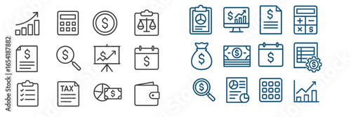 Vector icons of finance tools for business