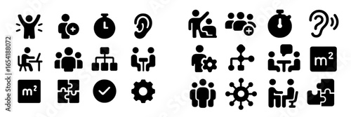 Workplace wellness icons promoting healthy habits and activities