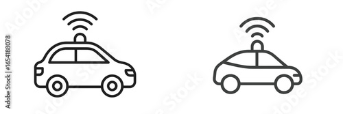 Vector illustration of autonomous vehicles with wireless signals