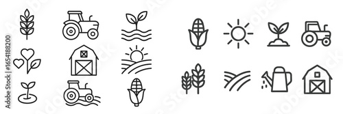 Vector illustration of agriculture symbols related to farming