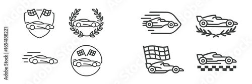 Racing car symbols and icons in vector style for graphic design