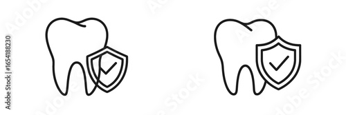Dental protection icons for oral health and hygiene graphic design