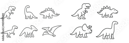 Vector illustration of various dinosaurs in playful poses