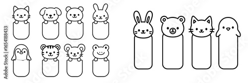 Cute animal characters designed as puppets for creative play
