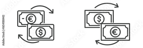 Vector illustration of euro and dollar currency exchange