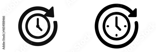 Vector illustration of clocks with circular arrows representing time