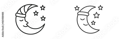 Cute moon illustrations with stars in a playful night theme