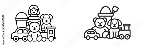 Fun toys and animals for children's playtime activities