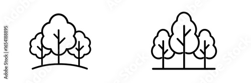 Vector illustration of trees in a natural setting with simple lines