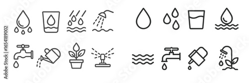 Water-related activities and elements depicted in vector illustration
