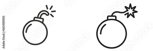 Vector illustration of two cartoon bombs with fuses ready to explode