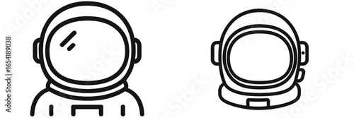 Vector illustration of astronaut helmets in simple design style