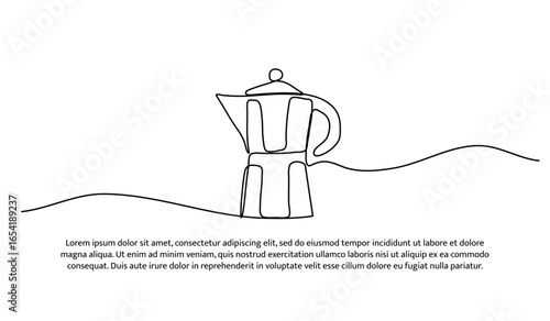 One line of geyser coffee pot. Abstract minimal continuous line.