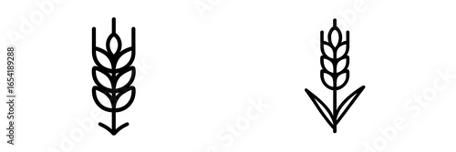 Minimalist vector illustration of wheat in black and white style