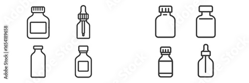 Vector illustration of various bottle designs for medical use