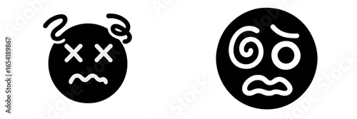 Vector illustration of distressed emoticons expressing frustration