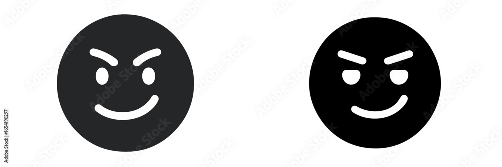 Fototapeta premium Vector illustration of mischievous smiley faces in black color