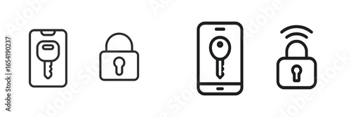 Vector illustration of various key and lock concepts for security