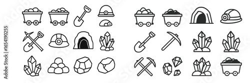 Tools and elements for mining illustrated in vector style