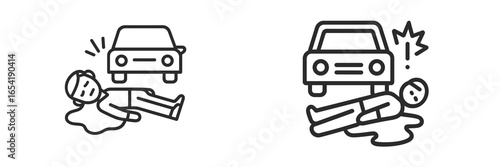 Car accident illustration showing an injured person on the road