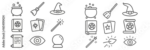 Magic symbols and witchcraft elements in a vector illustration