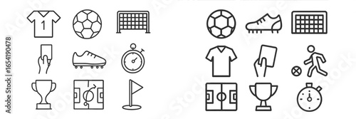 Soccer equipment and icons for sports design and illustration