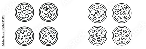 Delicious pizza toppings in a fun vector illustration design