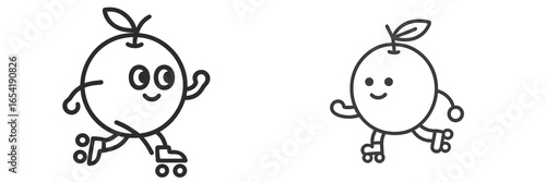 Cheerful cartoon fruits roller skating in a fun illustration