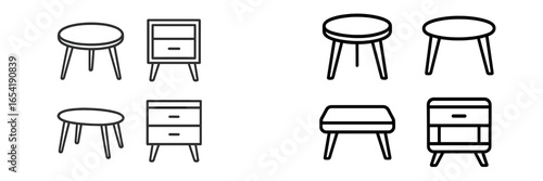 Vector illustrations of modern furniture designs for living spaces