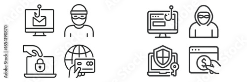Cybersecurity threats illustrated in vector style design