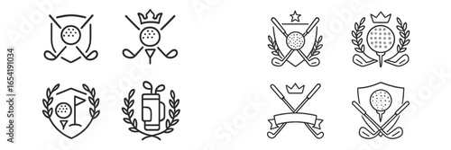 Chic black and white golf emblem vector illustrations