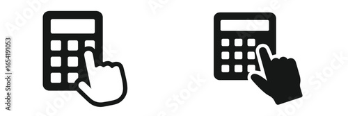 Hands using calculators in a vector illustration for education