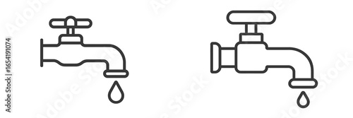 Minimalist vector illustration of faucet designs for plumbing projects